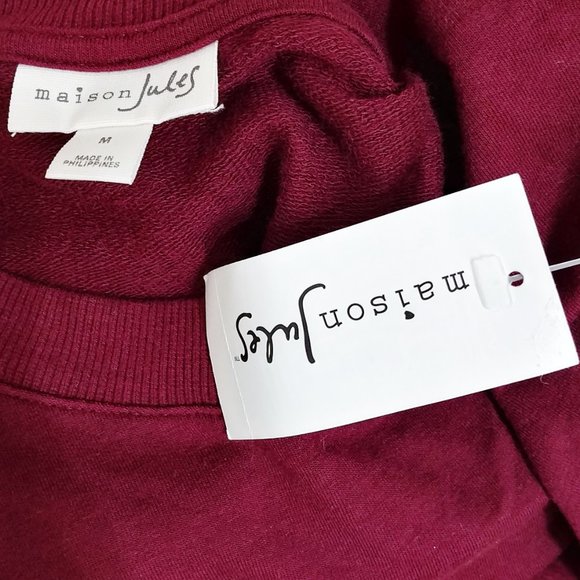 NWT Maison Jules Sporty Striped Cuff Crew Neck Sweatshirt Size Medium - Picture 5 of 5